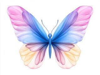 Delicate, translucent butterfly with pastel colors