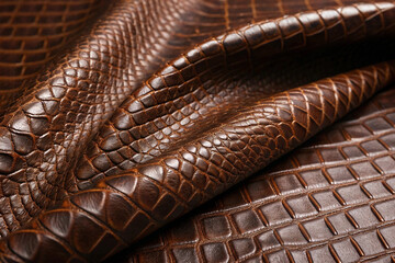 Brown Crocodile close up of brown leather