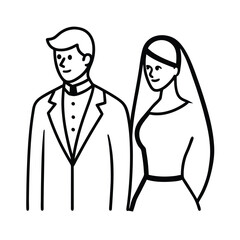 Elegant bride and groom wedding illustration
