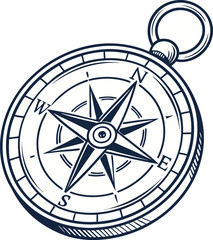 vector compass icon on transparent background 