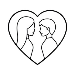 Romantic couple portrait within a heart frame design