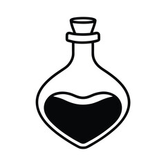 Vintage love potion bottle design romantic whimsical illustration of a glass bottle with a magical potion