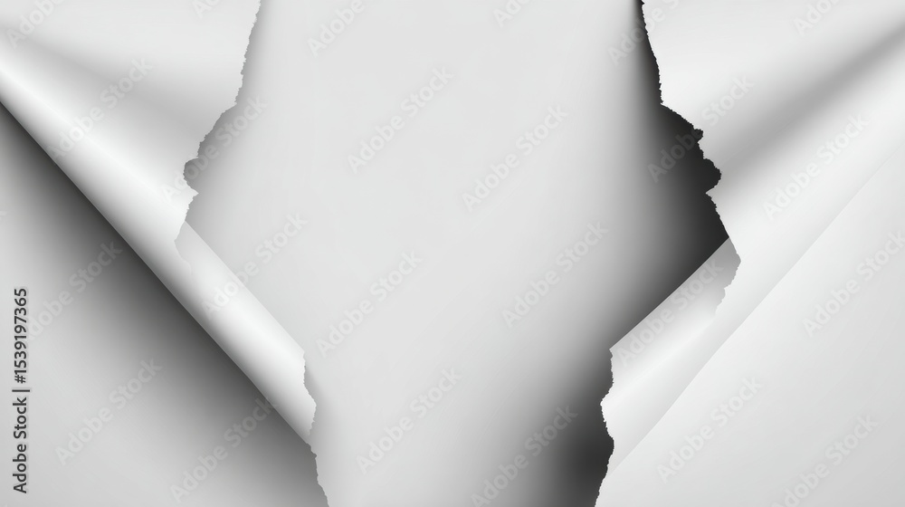 Aufkleber Paper Tearing Open to Reveal a Blank White Space in a Creative and Dynamic Display of Texture and Action