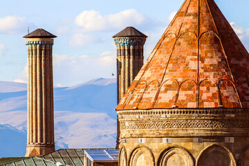 Twin Minaret Madrasa and Saltukid Tomb in Erzurum, Turkey