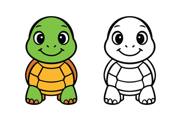 Cute Smiling Cartoon Turtle Vector EPS for Kids, Animals, and Educational Designs