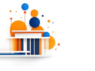 Abstract architectural design with colorful circles and lines