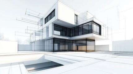 Architectural drawing of a modern house.