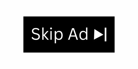 Skip ad button. Skip ads button, skip ad button, Skip ads button for website. Skip ads white transparent button. 