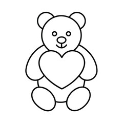 Adorable teddy bear holding a heart cute cartoon illustration