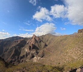Tenerife panorama landscape,beautiful nature view mountains from hiking trips on Tenerife island, Canary Islands Spain