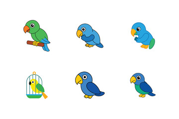 Parrot flat color bundle design 