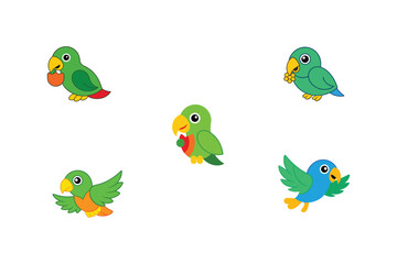 Parrot flat color bundle design 
