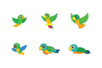 Parrot flat color bundle design 