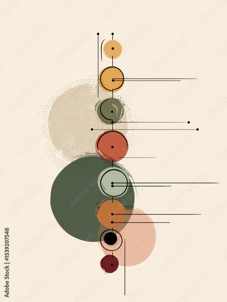 Poster Minimalist Design Featuring a Weekly Habit Progress Chart With Abstract Circles and Lines for Visual Tracking and Motivation