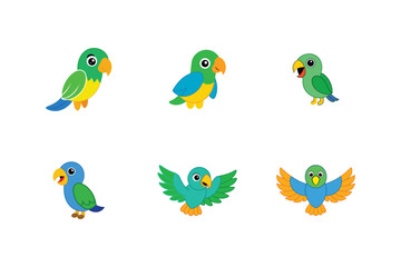 Obraz premium Parrot flat color bundle design 