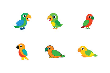 Parrot flat color bundle design 