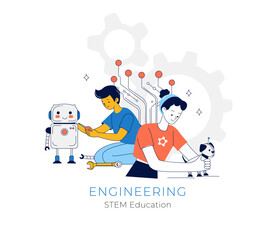 STEM Education for Kids. Robotics and Engineering Activities for Children © svsunny