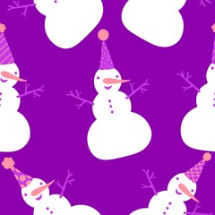Christmas cartoon ice seamless happy snowman pattern for wrapping paper and fabrics