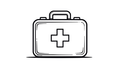Obraz premium First aid kit illustration with a cross symbol on a white background