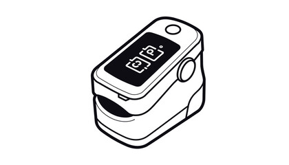 Stylized pulse oximeter illustration, medical device graphic design