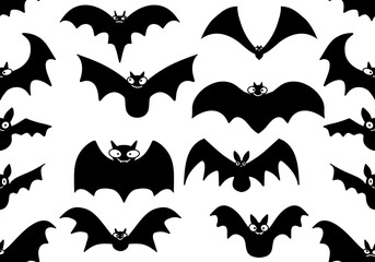 Halloween animals cartoon seamless bats monsters pattern for wrapping and kids clothes print and party accessories