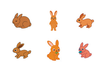 Naklejka premium Hare flat color different bundle design