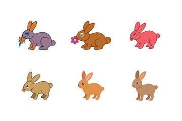 Obraz premium Hare flat color different bundle design