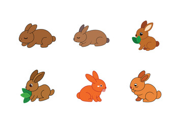 Hare flat color different bundle design