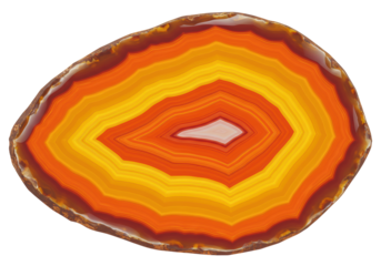 Isolated Agate Slice with Vibrant Orange and Yellow Bands