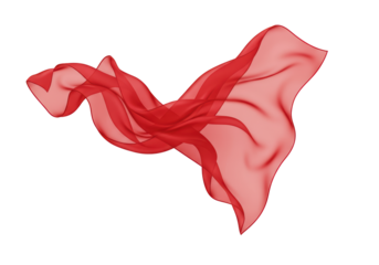 Isolated Flowing Red Silk Fabric