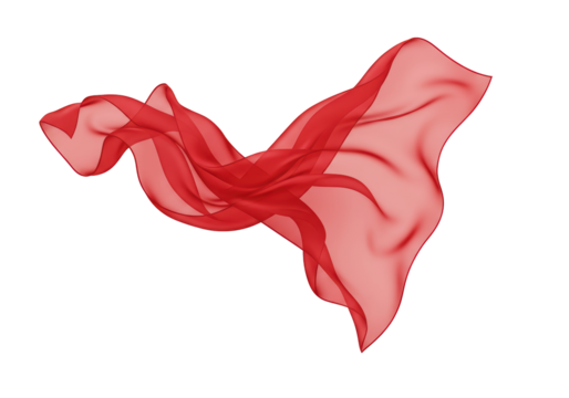 Isolated Flowing Red Silk Fabric