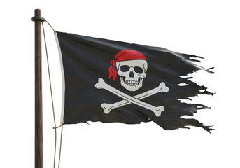 Isolated Tattered Pirate Flag
