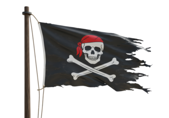 Isolated Tattered Pirate Flag