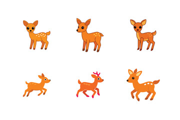 Different dear flat color bundle design