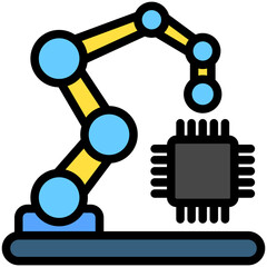 Automation mini illustration outline color icon, use for machine learning, education, technology industry, UI, UX kit, app and web development, digital or print.