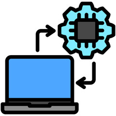Correlation mini illustration outline color icon, use for machine learning, education, technology industry, UI, UX kit, app and web development, digital or print.