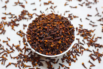 A spice of dried cloves, herbal medicine plant