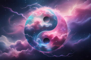 Yin Yang Planet Floating in a Cosmic Universe.