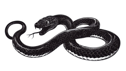 black snake on white background