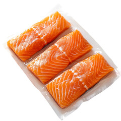Premium Raw Salmon Fillets Vacuum Sealed in Clear Packaging Displaying Vivid Orange Color