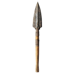 Primitive Survival Spear with Stone Tip and Wooden Shaft Wrapped in Twine Realistic Prehistoric Weapon