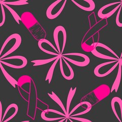 Breast cancer month seamless pink ribbon day mammogram pattern for medical accessories and medicine textiles