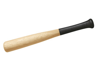 Realistic wooden baseball bat with black rubber grip isolated on transparent surface ideal for sports equipment