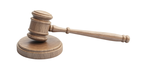 Realistic Wooden Judge Gavel and Sound Block in Side View Representing Law Justice Courtroom Decisions