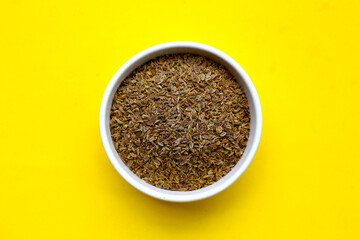 Dry organic dill seeds, herbal plant