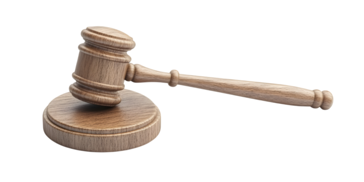 Realistic Wooden Judge Gavel and Sound Block in Side View Representing Law Justice Courtroom Decisions - Powered by Adobe