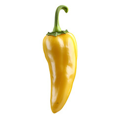 Shiny Yellow Sweet Pepper Standing Upright on White Background