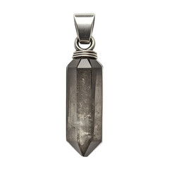 Silver Pendant with Dark Grey Quartz Crystal – Boho Jewelry Piece