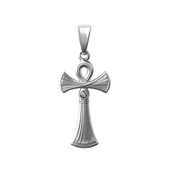 Silver Ankh Pendant with Diamond – Ancient Egyptian Symbol of Life