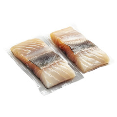 Vacuum Sealed Raw White Fish Fillets with Skin On Displayed in Clean Packaging Ideal for Cooking